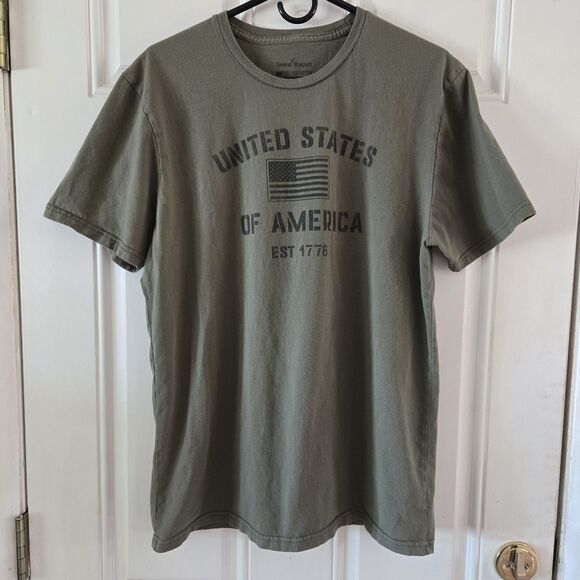 USA Shirt Men’s short sleeve green size large United States of America Est 1778 - Picture 1 of 5